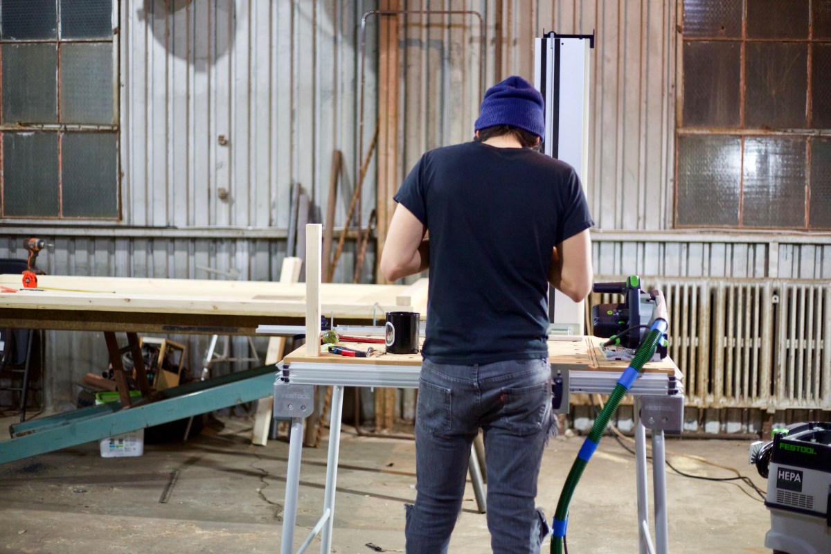 Artist in his studio